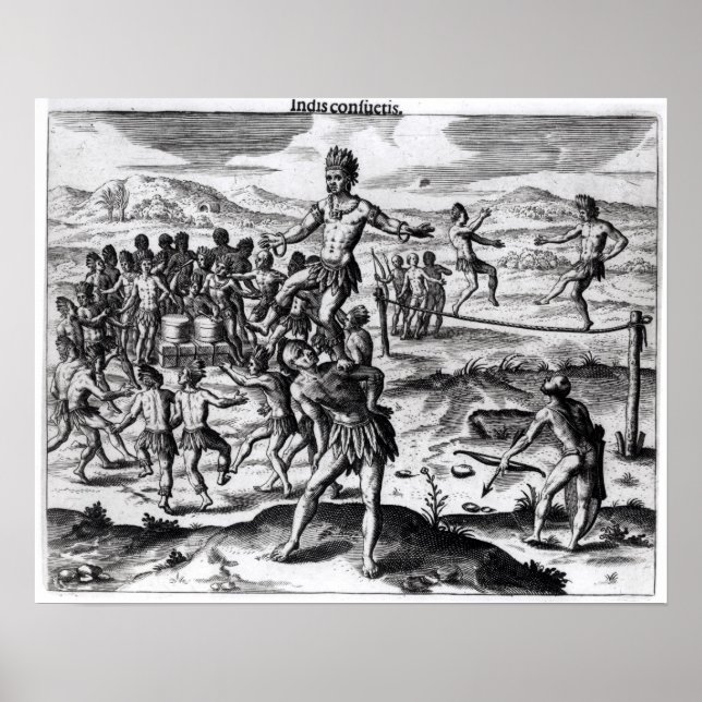 Various Indian Games, from 'Americae' Poster (Front)