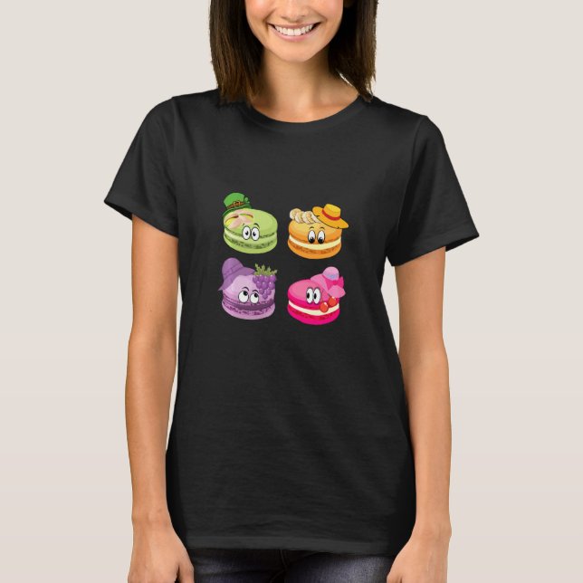 Various Macaroon Varieties Baking Pastry Shop Maca T-Shirt (Front)