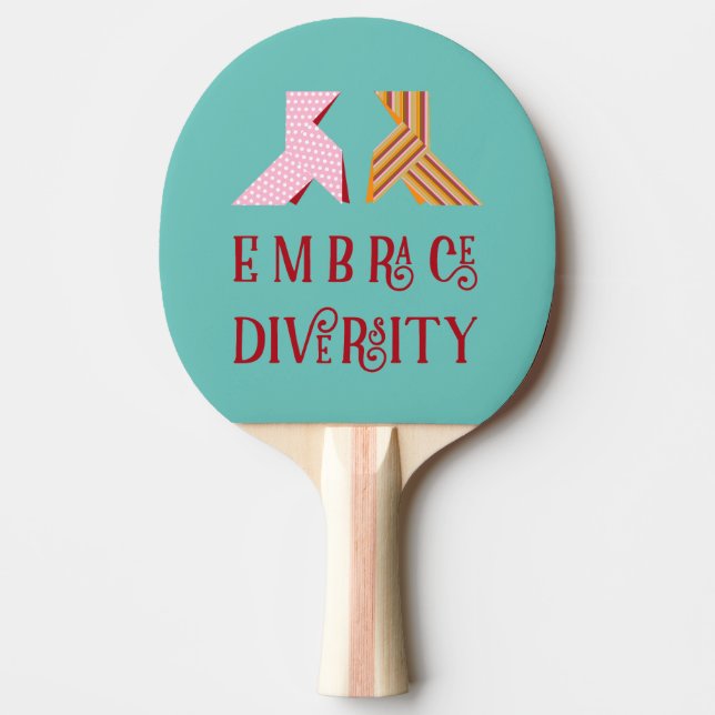 Various Paper Bow Couple Embrace Diversity Quote Ping Pong Paddle (Front)