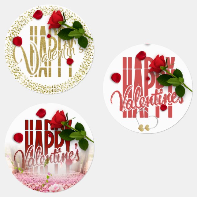 Various pink labels for Saint Valentin (Group)