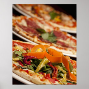 Various Pizza and Toppings Poster