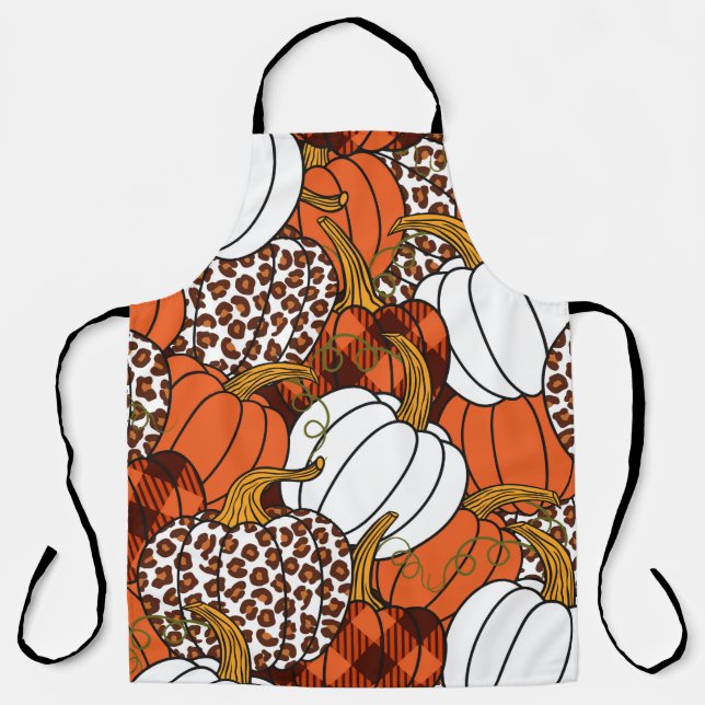  Various pumpkins. Leopard, orange, white and buff Apron (Front)