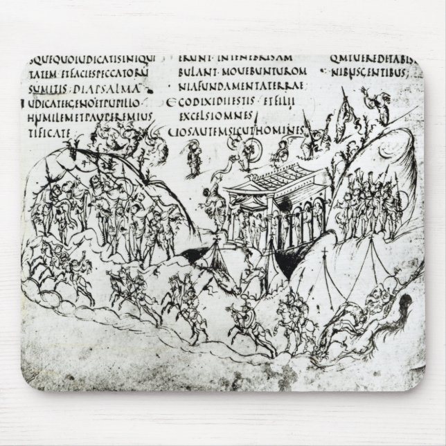 Various scenes illustrating a psalm 2 mouse mat (Front)