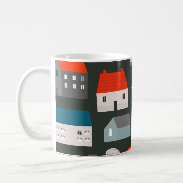 Various small tiny houses. Paper cut style. Flat d Coffee Mug (Left)