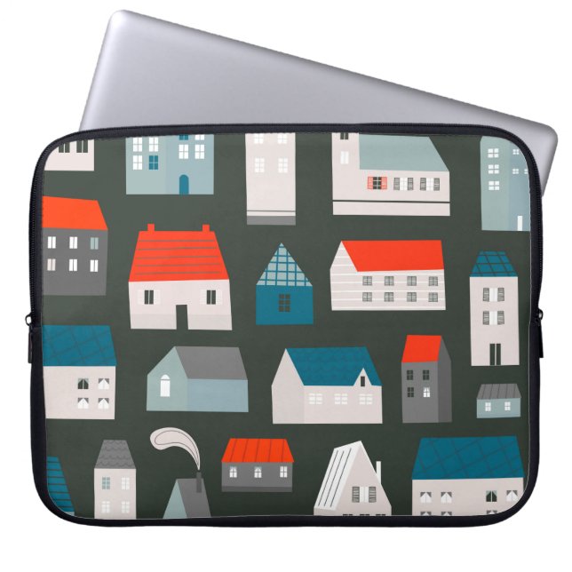 Various small tiny houses. Paper cut style. Flat d Laptop Sleeve (Front)