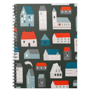 Various small tiny houses. Paper cut style. Flat d Notebook
