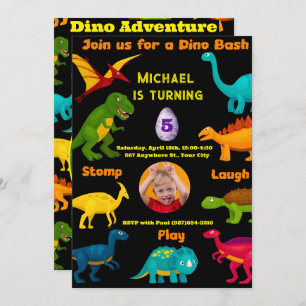 Various Species of Colourful Dinosaurs  Invitation