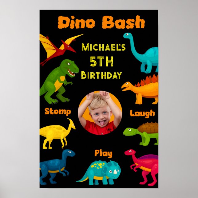 Various Species of Colourful Dinosaurs  Poster (Front)