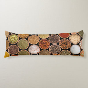 Various spices and food ingredients body cushion