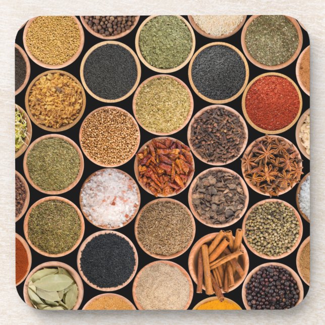 Various spices and food ingredients coaster (Front)