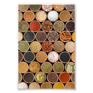 Various spices and food ingredients photo print