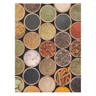 Various spices and food ingredients tablecloth