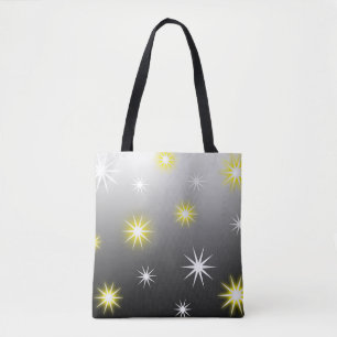 Various Stars Shine on Black Grey Tote Bag
