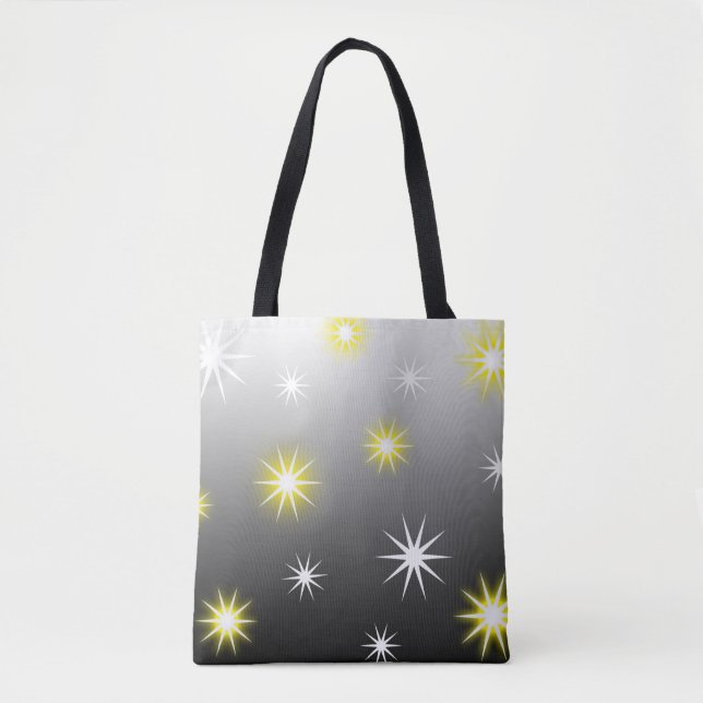 Various Stars Shine on Black Grey Tote Bag (Front)