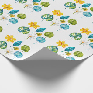 Various tropical flowers leaves wrapping paper