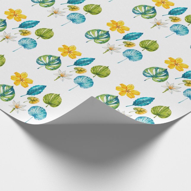 Various tropical flowers leaves wrapping paper (Corner)
