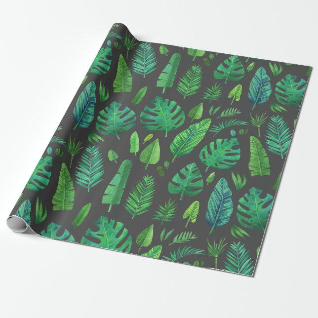 Various tropical leaves wrapping paper (Unrolled)