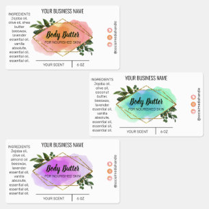 Various Watercolor Body Butter Labels