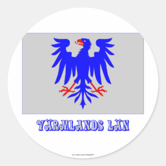 Värmlands län flag with name classic round sticker