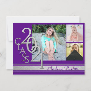 Varsity 2021 Grad Colour Option Tri Photo Invitati Invitation