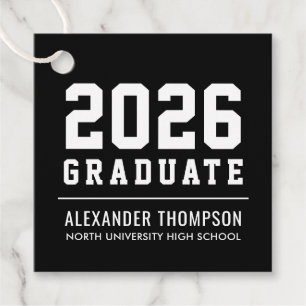 Varsity Black 2026 Graduate Graduation Party Favour Tags