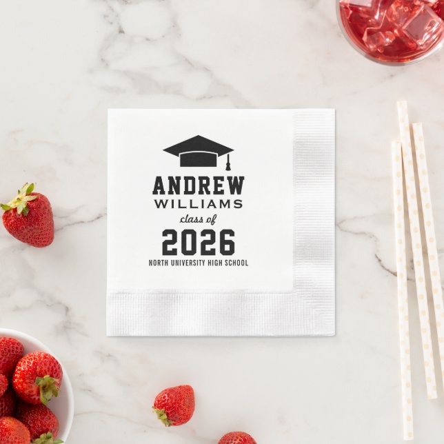 Varsity Black 2026 Graduation Party Napkin (Insitu)