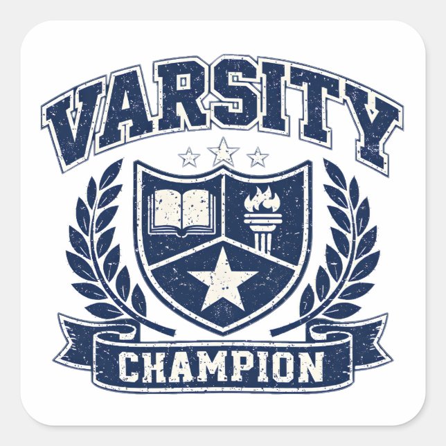Varsity Champion – College Athletic Trophy Square Sticker (Front)