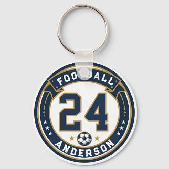 Varsity Football Player Name & Number Key Ring (Front)