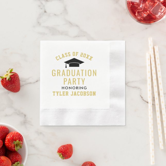 Varsity Gold Grad Cap Class of 2026 Party Napkin (Insitu)