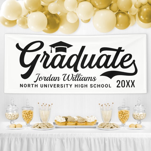 Varsity Graduate Classic Black White Banner (Creator Uploaded)