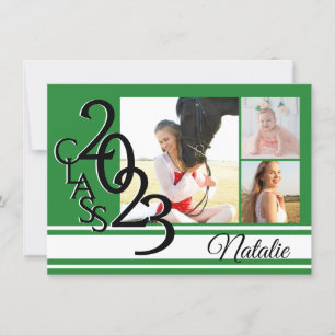Varsity Green 2023 Graduation Tri Photo Invitation