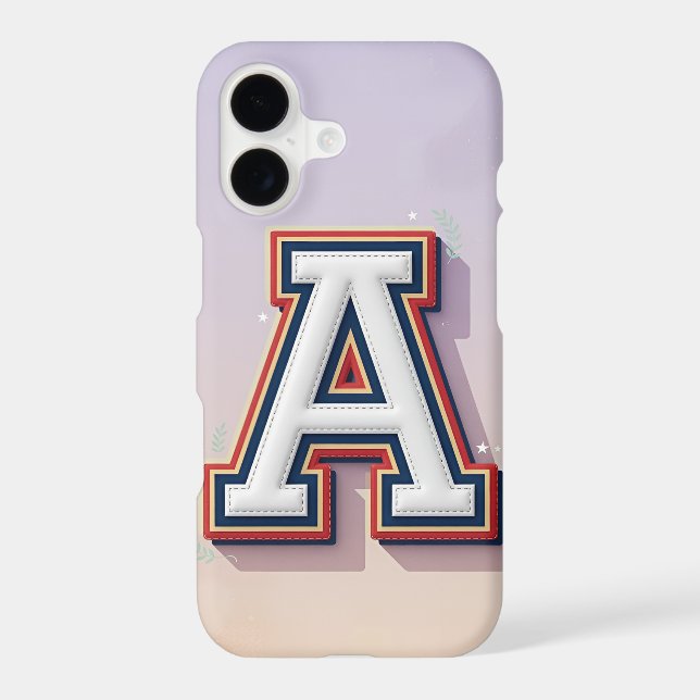 Varsity Initial Letter Phone Case | Pastel (Back)