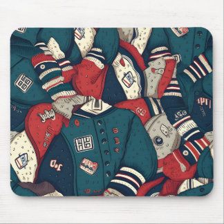 Varsity jacket pattern mouse mat