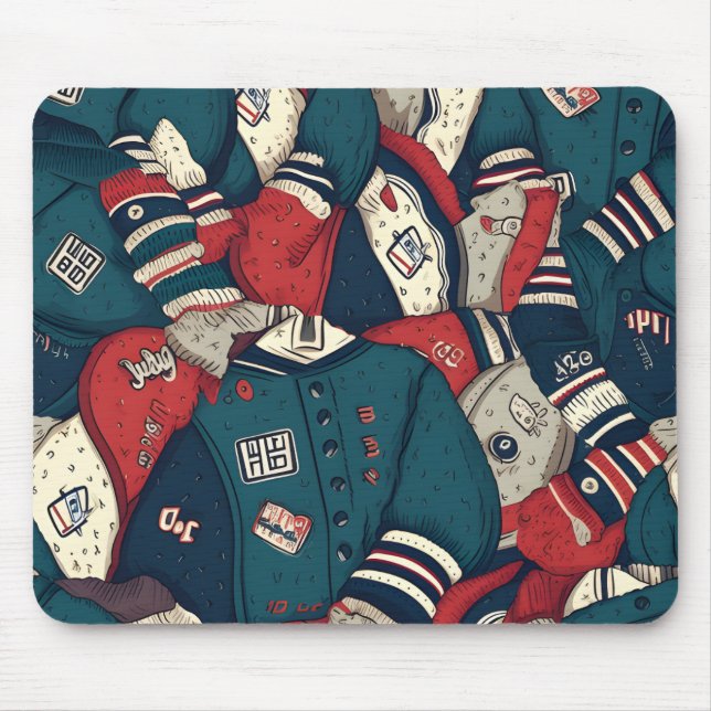 Varsity jacket pattern mouse mat (Front)