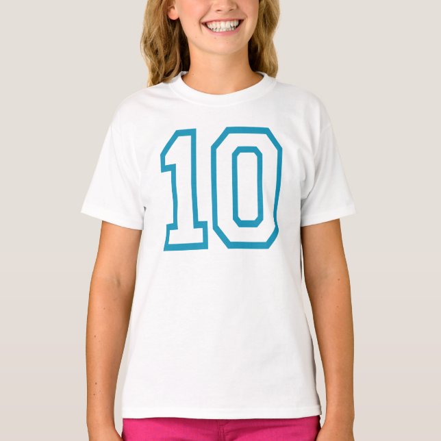 VARSITY Neon Blue #10 BIRTHDAY Tee (Front)