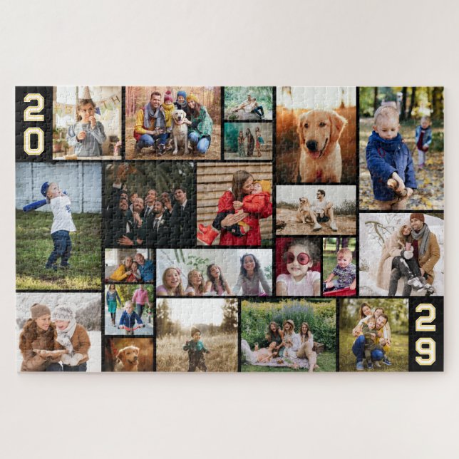 Varsity Numbers Big Photo Collage of Your Year Jigsaw Puzzle (Horizontal)