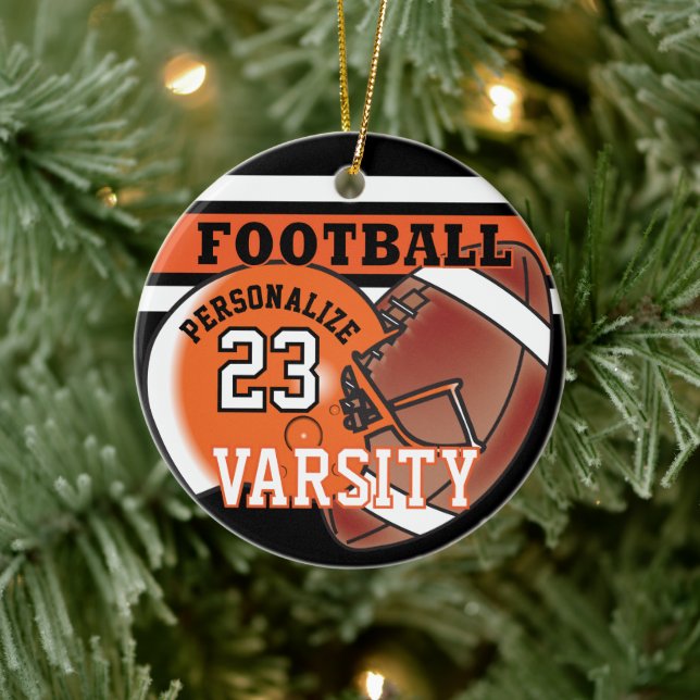 Varsity Orange and Black Football Ceramic Tree Decoration (Tree)