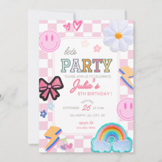 Varsity Patch Lets Party Birthday Invitation