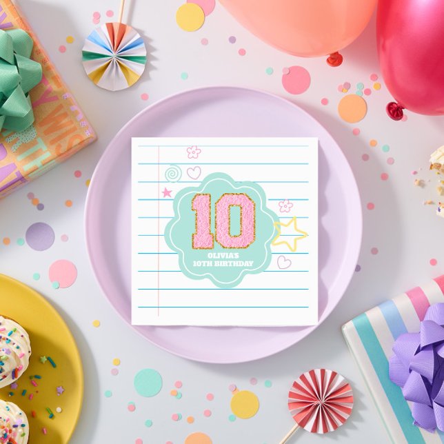 Varsity preppy pastel patch notebook 10th Birthday Napkin (Creator Uploaded)