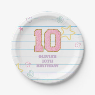 Varsity preppy pastel patch notebook 10th Birthday Paper Plate