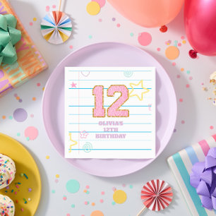 Varsity preppy pastel patch notebook 12th Birthday Napkin