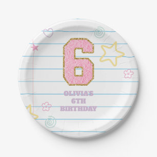 Varsity preppy pastel patch notebook 6th Birthday Paper Plate