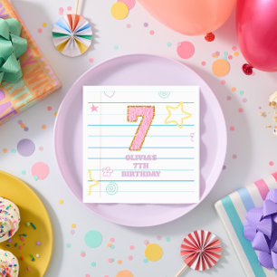Varsity preppy pastel patch notebook 7th Birthday Napkin