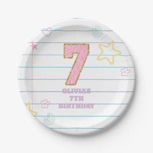 Varsity preppy pastel patch notebook 7th Birthday Paper Plate
