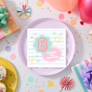 Varsity preppy pastel patch notebook 8th Birthday Napkin