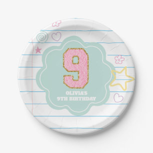 Varsity preppy pastel patch notebook 9th Birthday Paper Plate