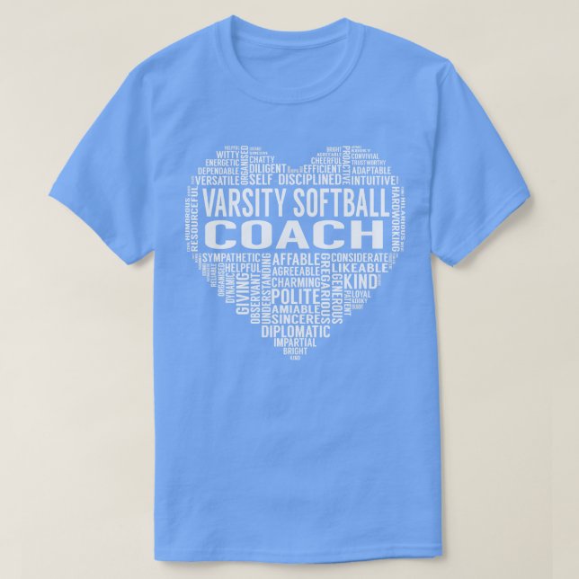 Varsity Softball Coach Heart T-Shirt (Design Front)