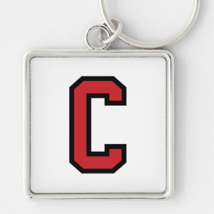 Varsity Sport Letter C Red Black Key Ring