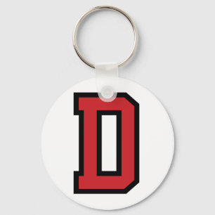 Varsity Sport   Letter D   Red Black Key Ring