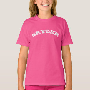 Varsity sports white custom curved name cute T-Shirt